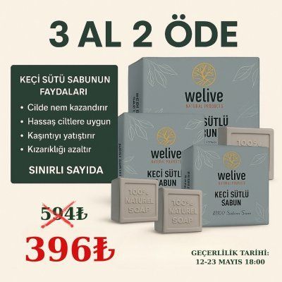 WELIVE KEÇİ SÜTLÜ SABUN 125 GR 3 AL 2 ÖDE